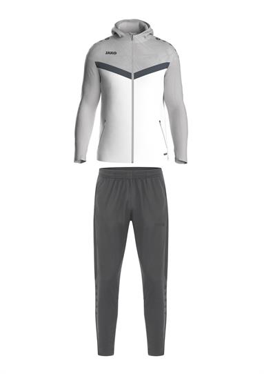 Jako Jas met Kap Iconic + Trainingsbroek Power Wit-Grijs