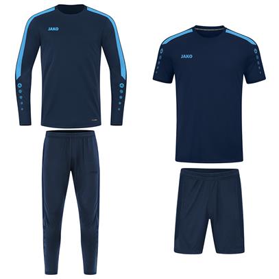 JAKO Trainingset Power (4-delig met Sweater) - Marine/Hemelsblauw